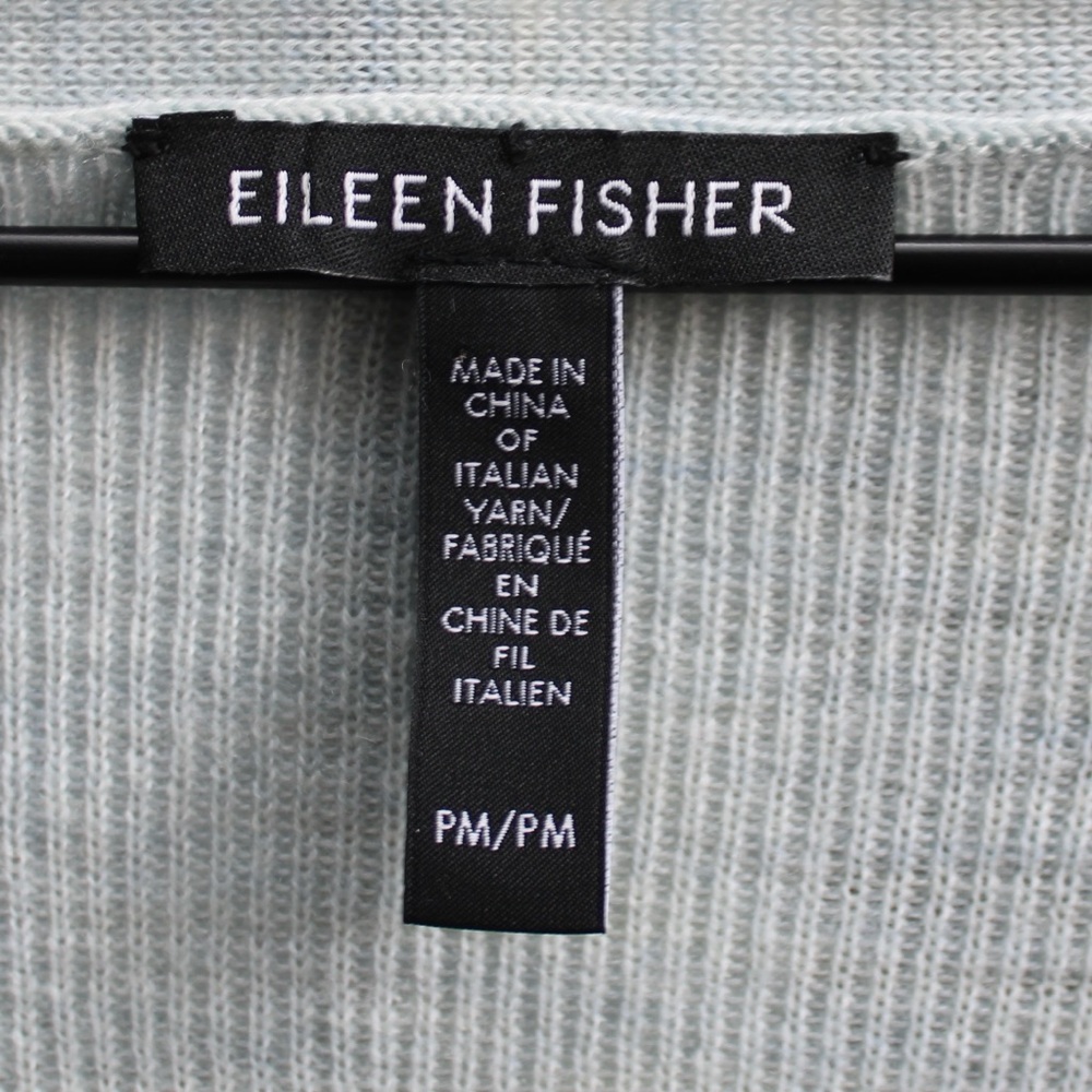 Eileen Fisher Merino Wool Knit V-Neck Pullover Tunic Light Blue Sweater Medium - Picture 3 of 7